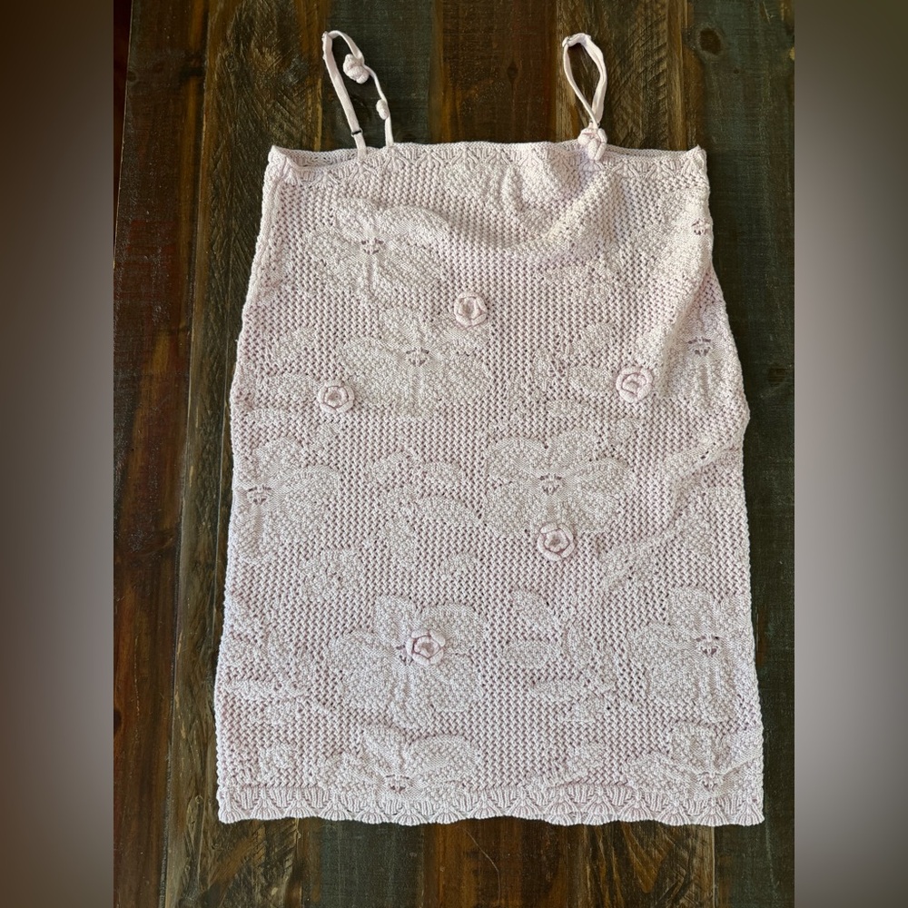 Wild Fable Women's Junior XL Pale Pink Floral Crochet Slip Dress |‎ SKU 0161